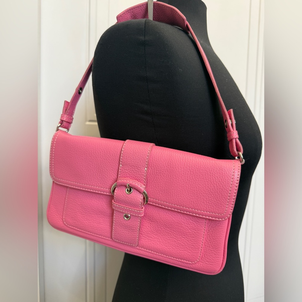 VINTAGE ANN TAYLOR LOFT PINK LEATHER SMALL SHOULDER BAG